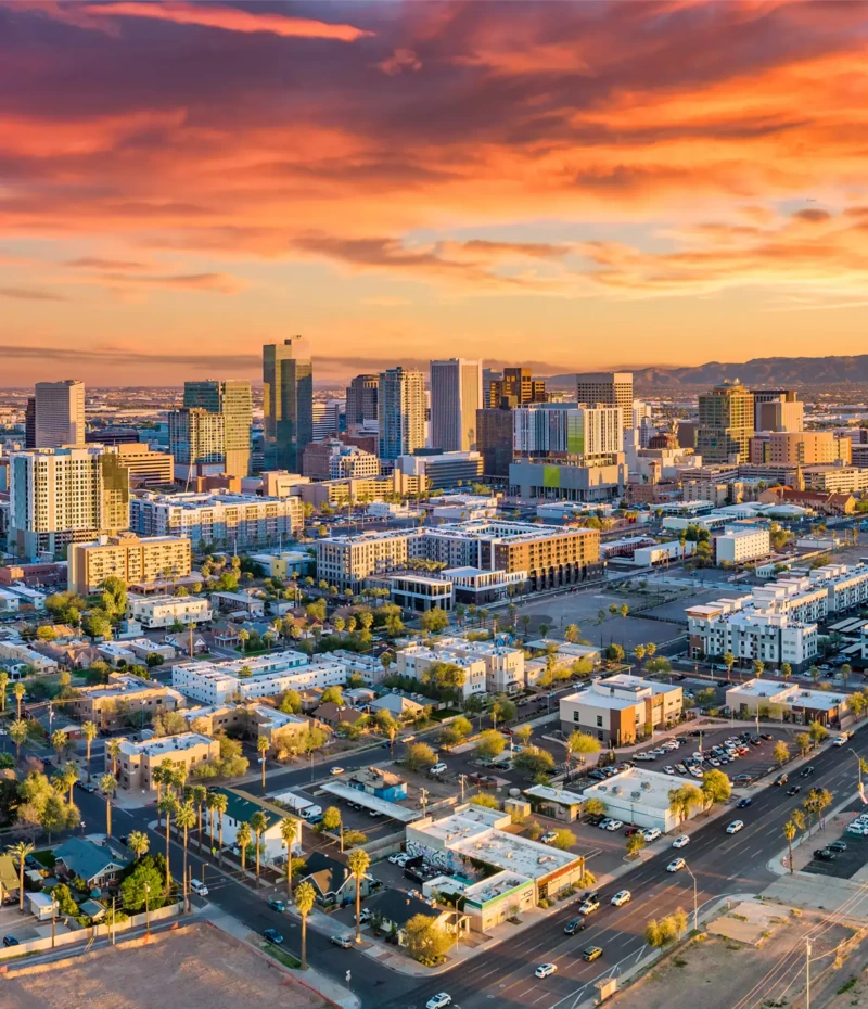 Scottsdale Arizona cityscape at sunset
